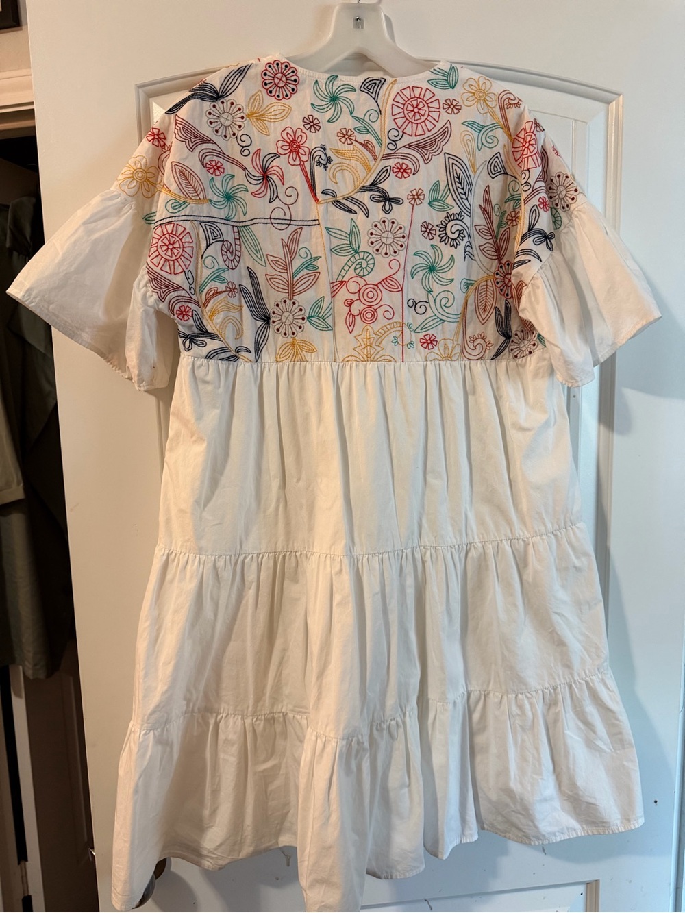Joh. Anthropology Embroidered Tiered Cotton Baby Doll Colorful Mini Dress - Picture 2 of 3
